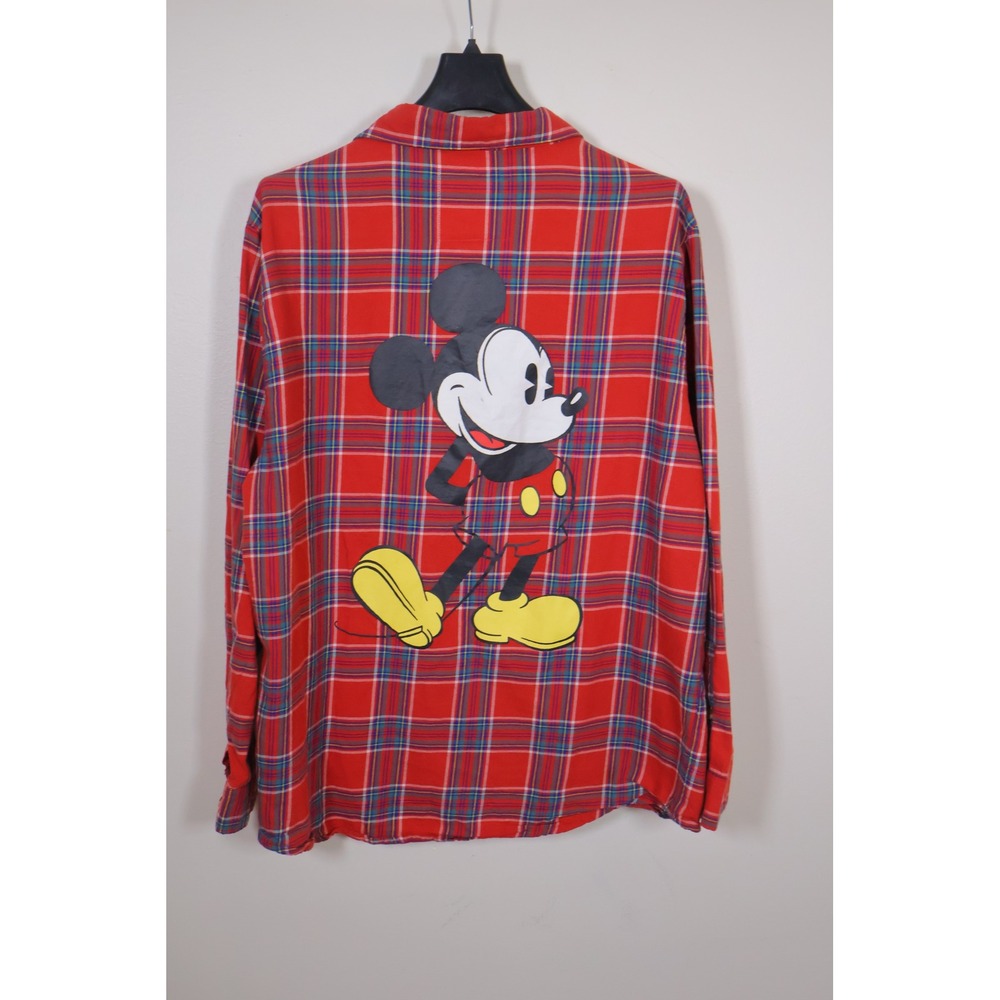 Disney Mickey x Cakeworthy Shirt X-Large Red Plaid Flannel Button Up‎